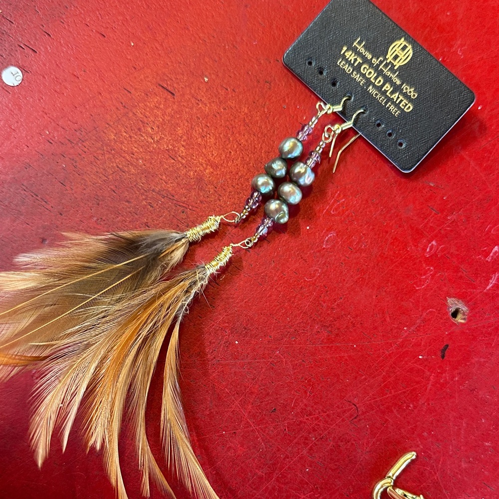 House of Harlow Gold Plated Feather Earrings